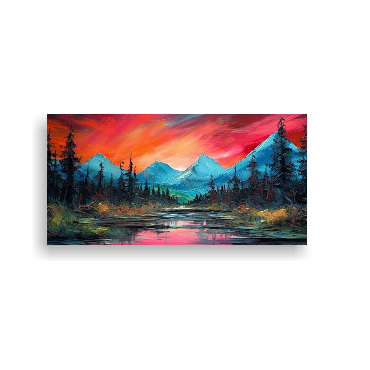 Pintura En Bastidor Moderna Equilibrio Vivido 60x30cm-0