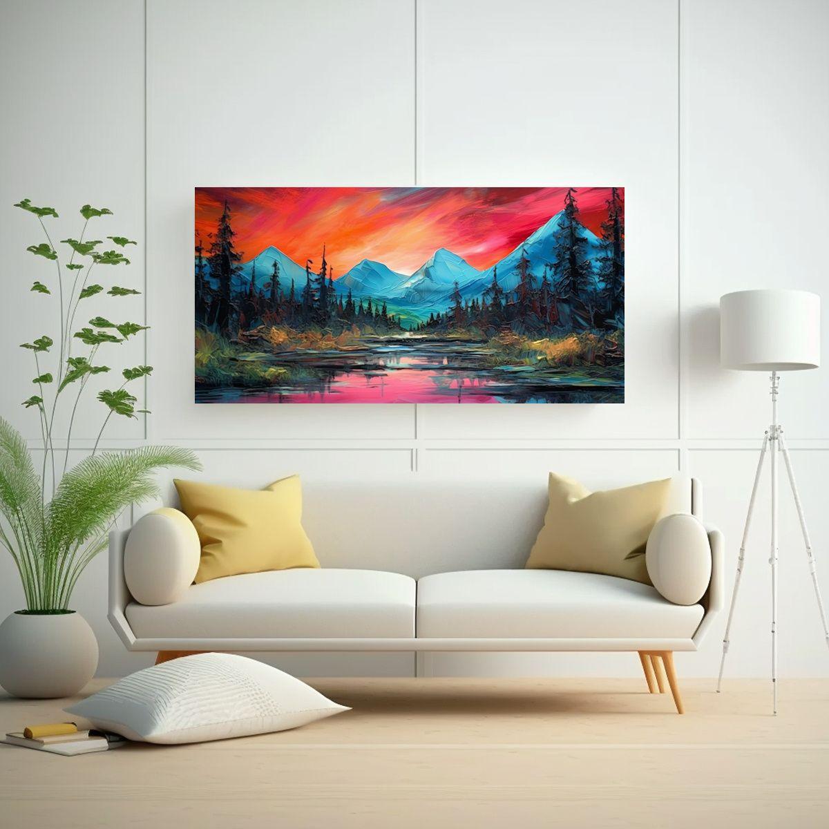 Pintura En Bastidor Moderna Equilibrio Vivido 60x30cm-2