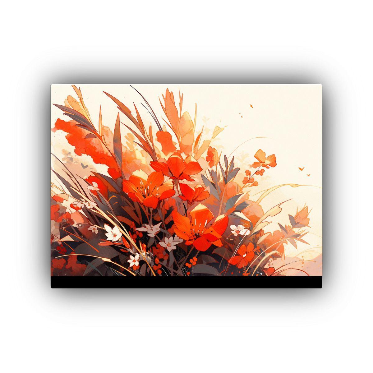 Lienzo De Tela Cálida En Colores Rojo Y Naranja, Estilo Neo 90x60cm-0