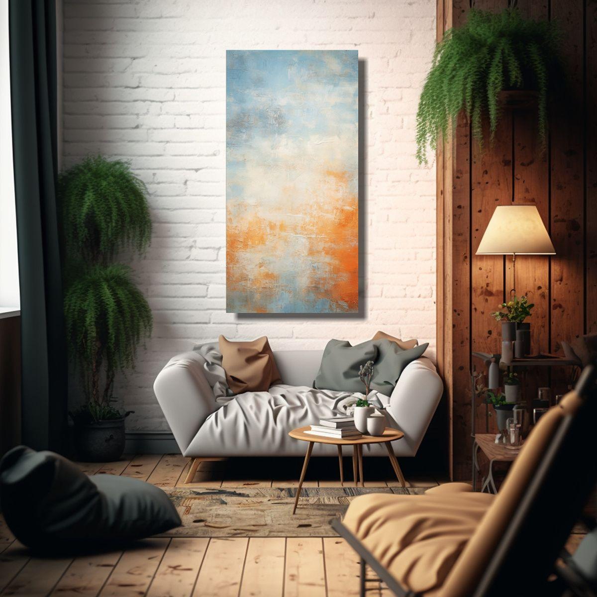 Pintura Abstracta Monocromática De Lienzo 60x120cm-2