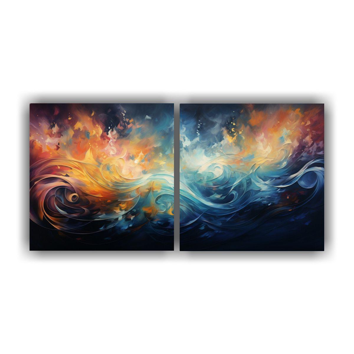 Pintura Decorativa Abstracta En Ondas Luminosas 60x30 Cm-0