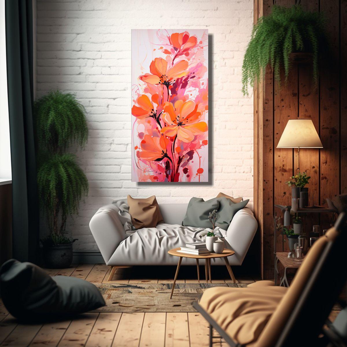 Lienzo Tela Artesanal Naranja Y Rosa Estilo 70x140cm-2