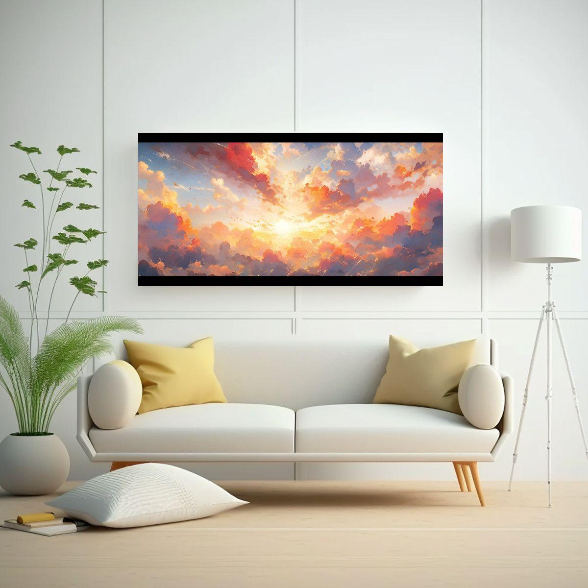 Cuadro Acuarela Paisajes Cielo Arcoíris Abstracto 120x60cm-2
