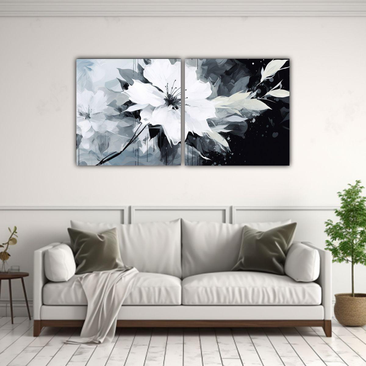 Cuadros De Tela En Blanco Y Negro Con Movimiento 140x70 Cm-2