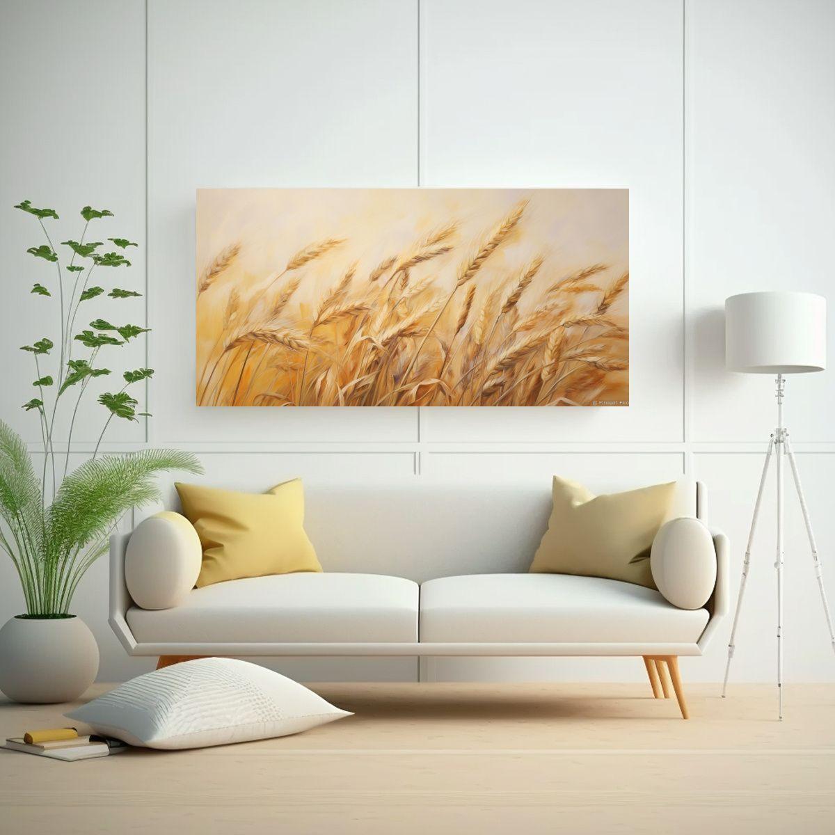 Pintura Abstracta Dinámica De Hierbas En Grano 60x30 Cm-2
