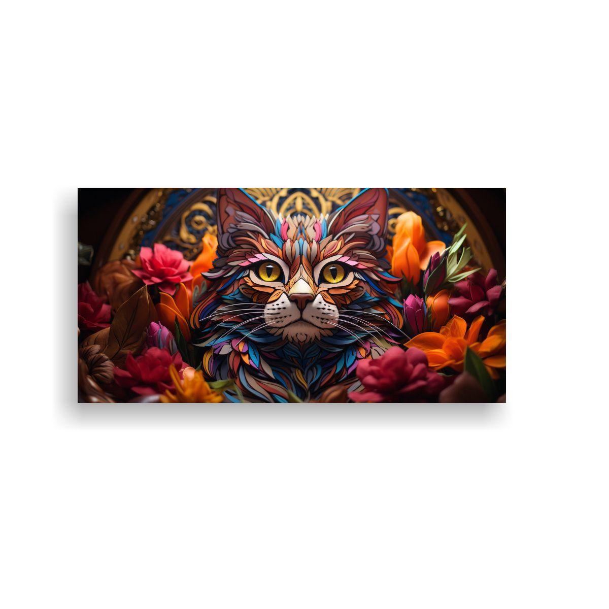 Ventana De Vidrio De Gato Adorable Arte Digital 140x70cm-0