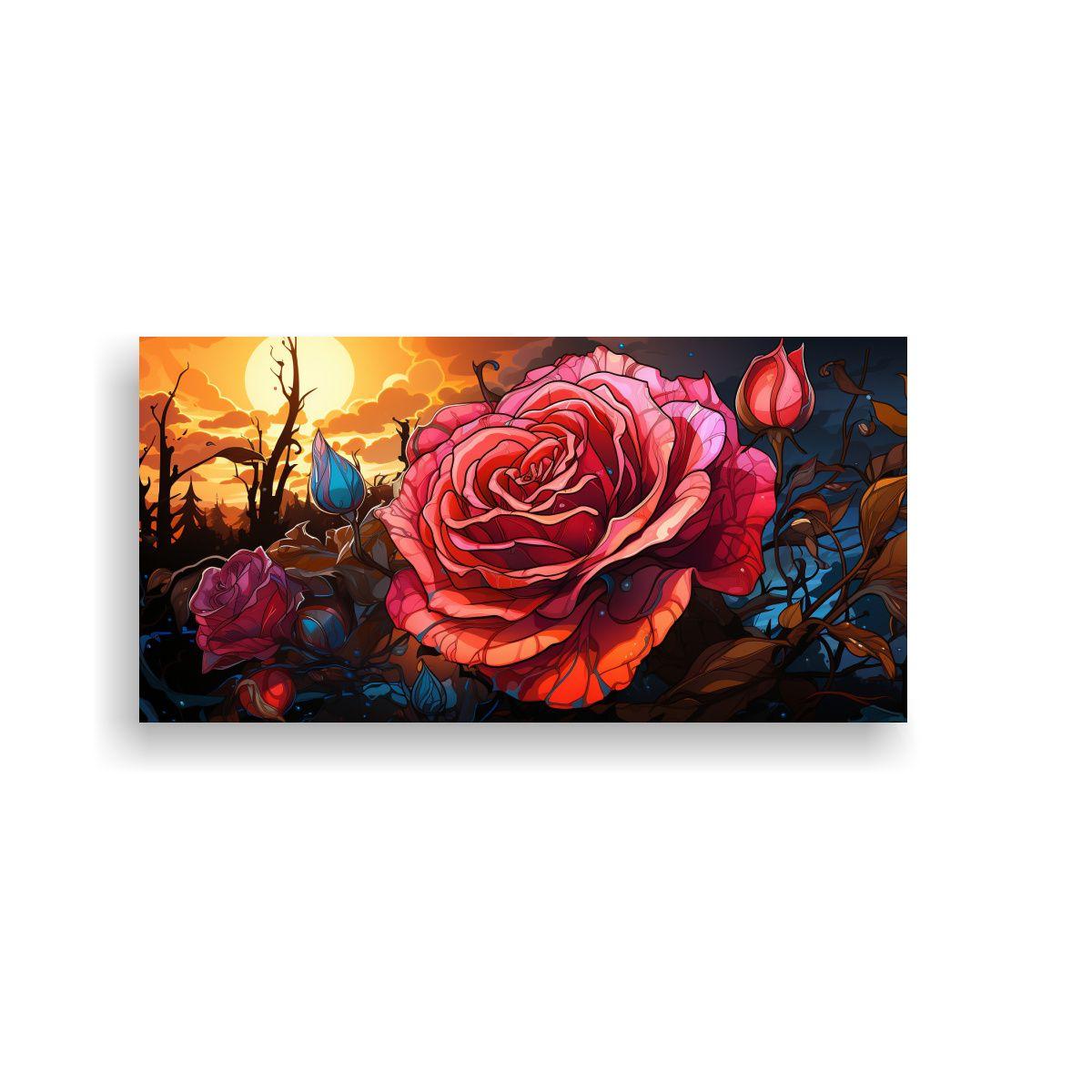Pintura Decorativa Graffiti Estilo Rosa En Lienzo 40x20 Cm-0