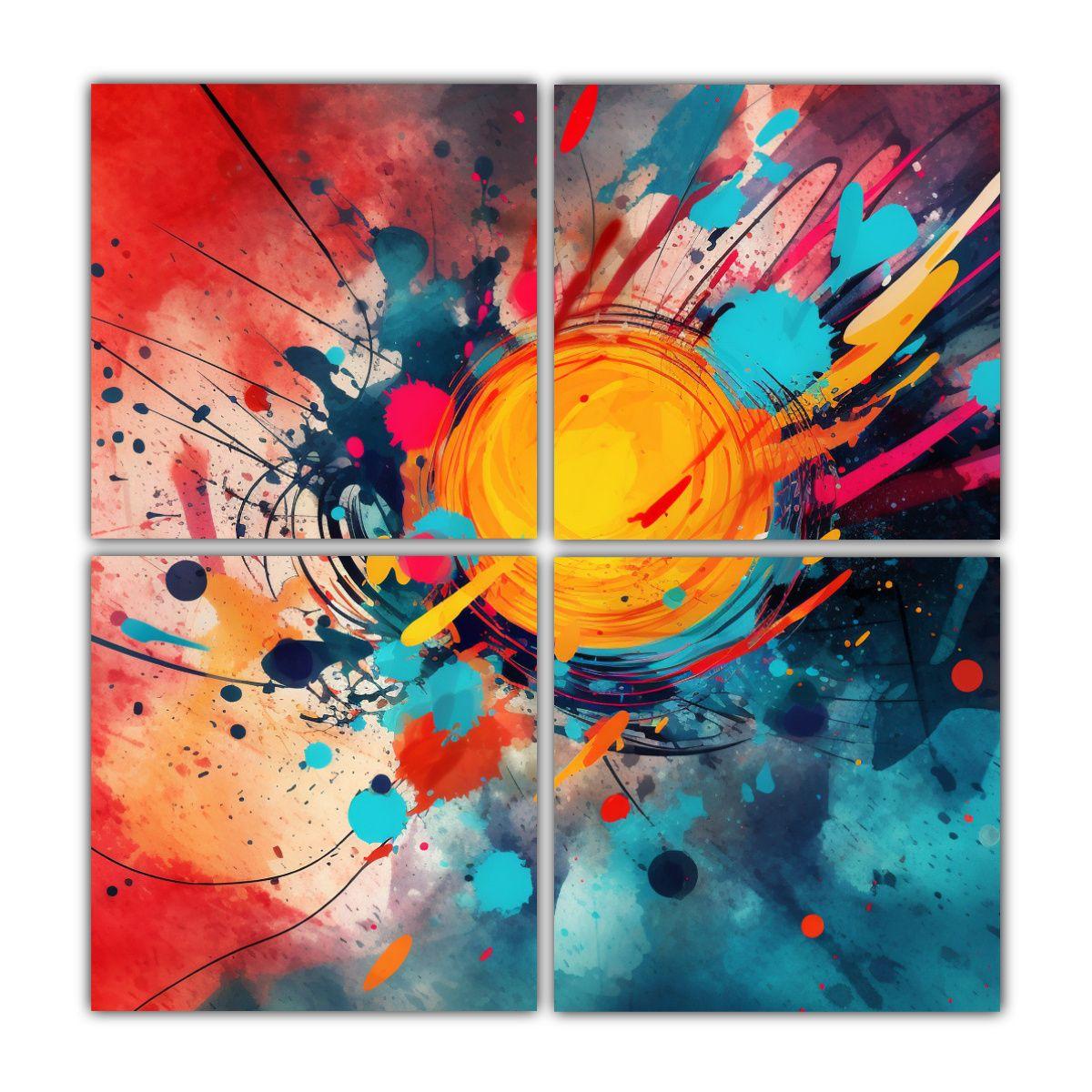 Cuadro Abstracto Galería Sala Colores Vibrantes 160x160 Cm-0