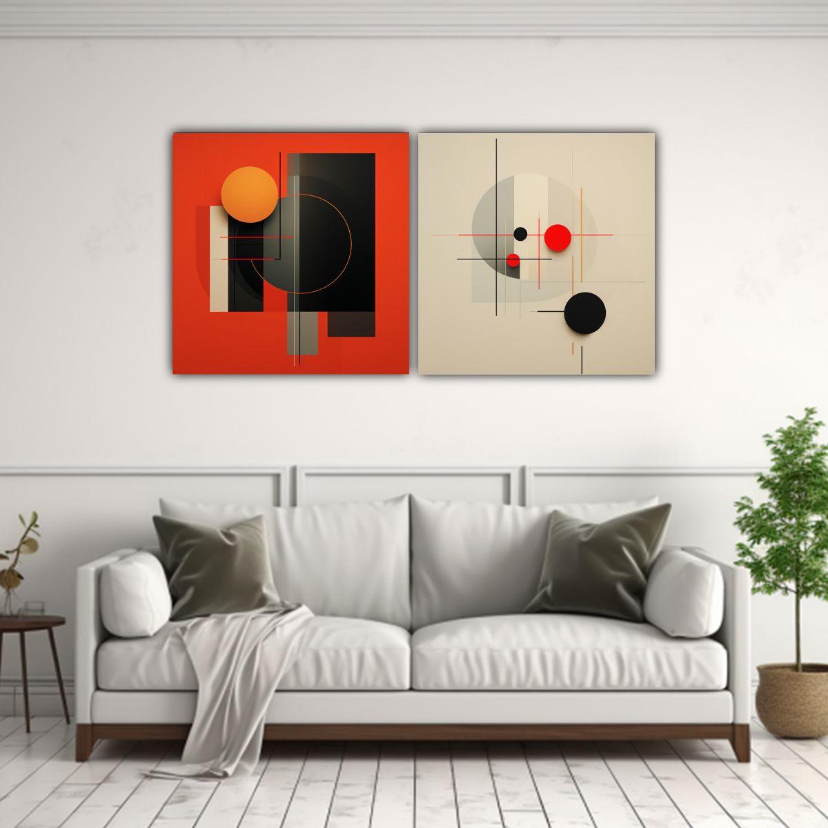 Cuadro Abstracto Minimalista Líneas Simétricas 80x40 Cm-2
