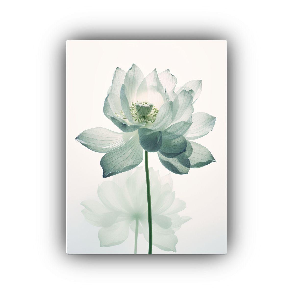 Cuadro Tema Figuras Loto Verde Grande En Blanco 30x45cm-0