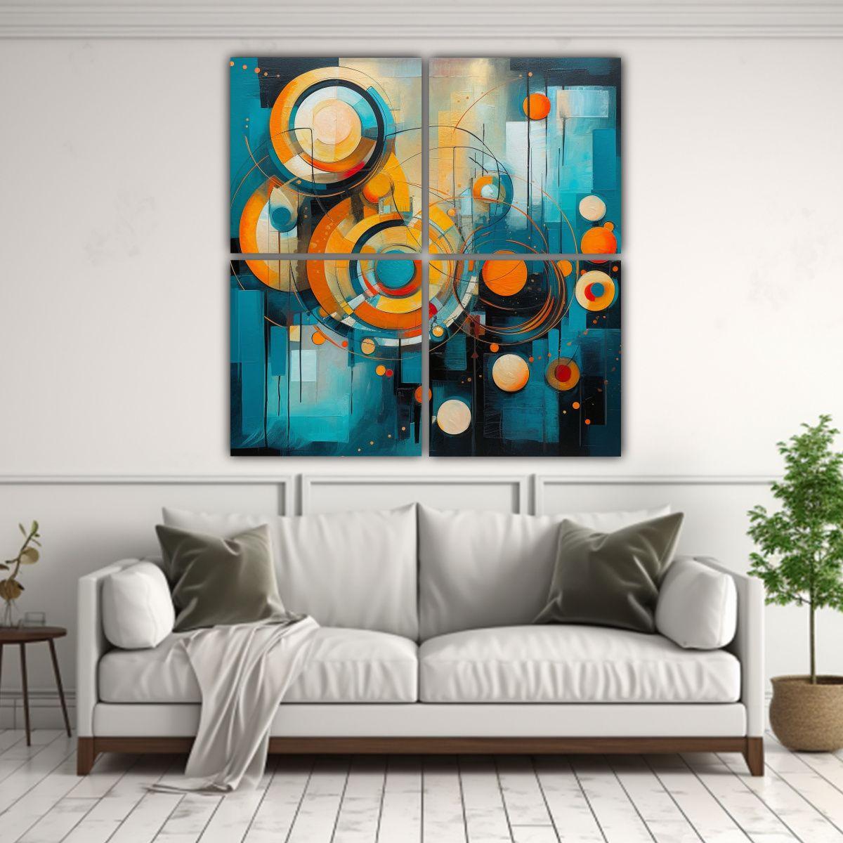 Cuadro Abstracto Con Estilo Clásico De Círculos 160x160 Cm-2