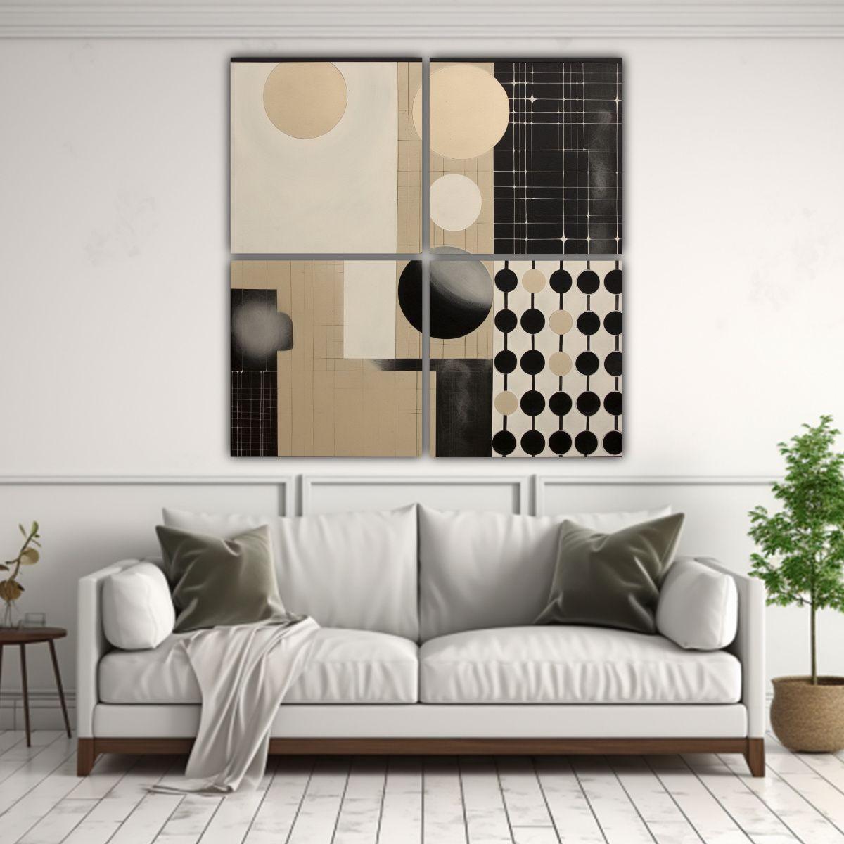 Cuadro Abstracto Protagonismo Blanco Y Negro 4 140x140 Cm-2