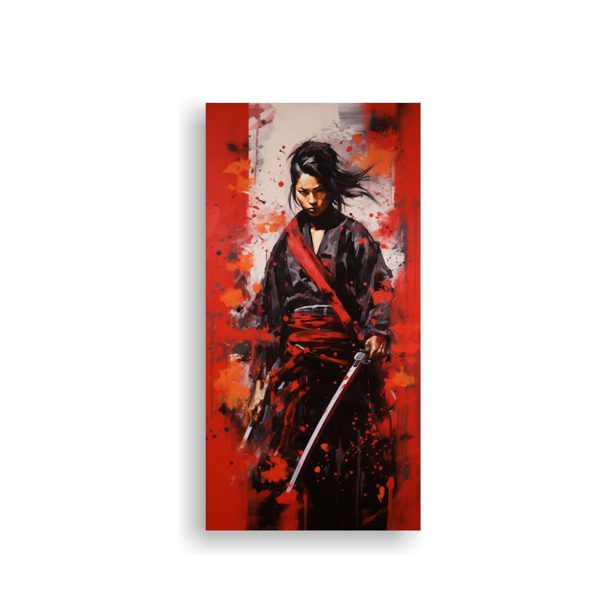Cuadro Samurai Honor Y Coraje Arte Abstracto 50x100 Cm-0