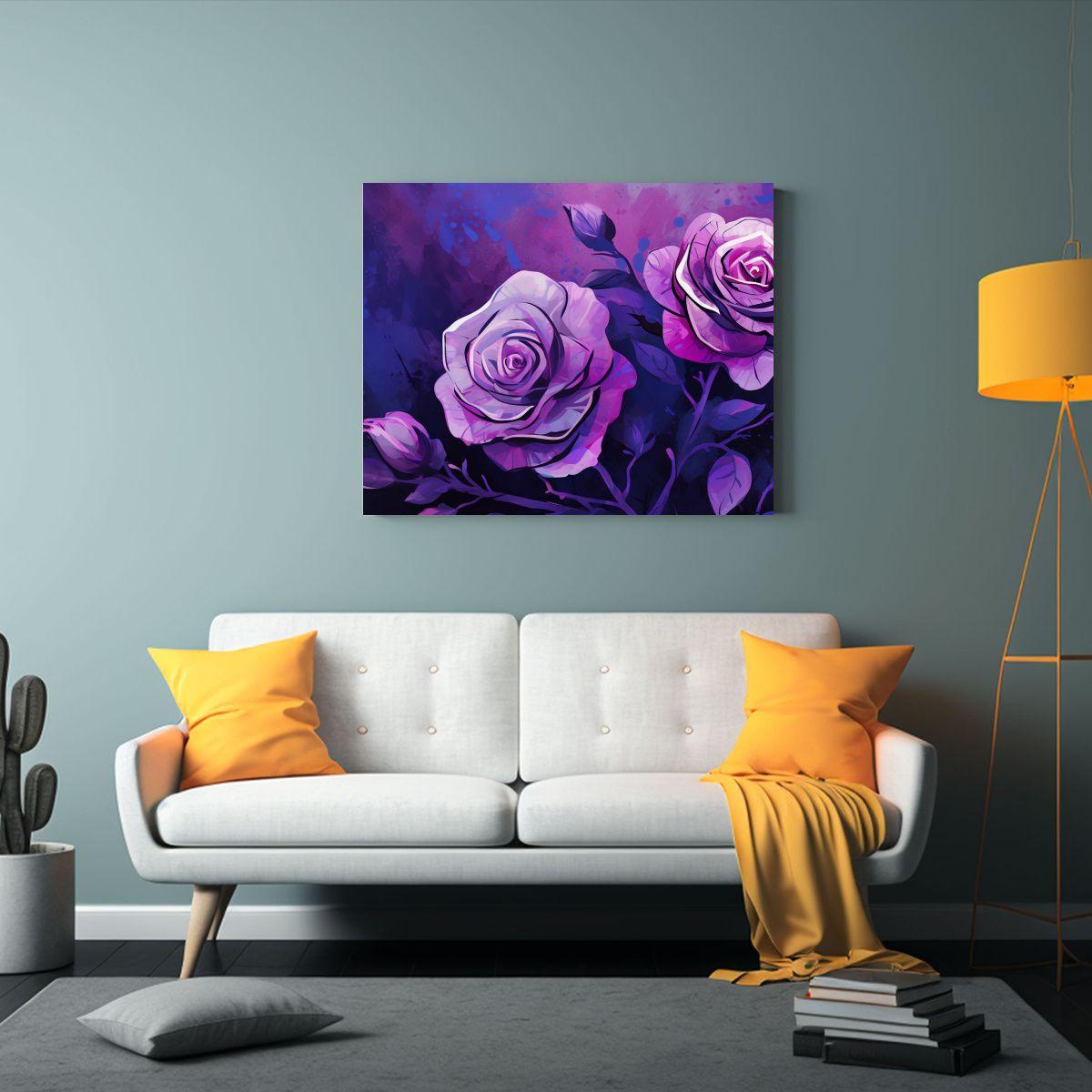 Pinturas De Pared En Tonos Morados Estilo Neonoir Medio 40x30cm-2