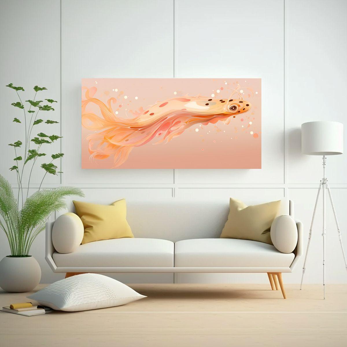 Cuadro Nudibranquio En Delicados Tonos Albaricoque 40x20cm-2