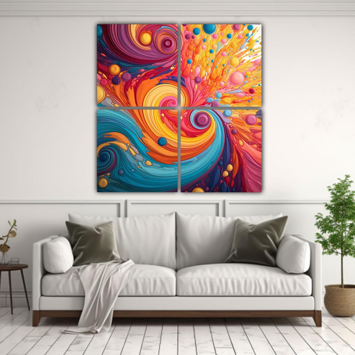 Cuadros De Arte Moderno Con Remolinos De Colores 80x80 Cm-2