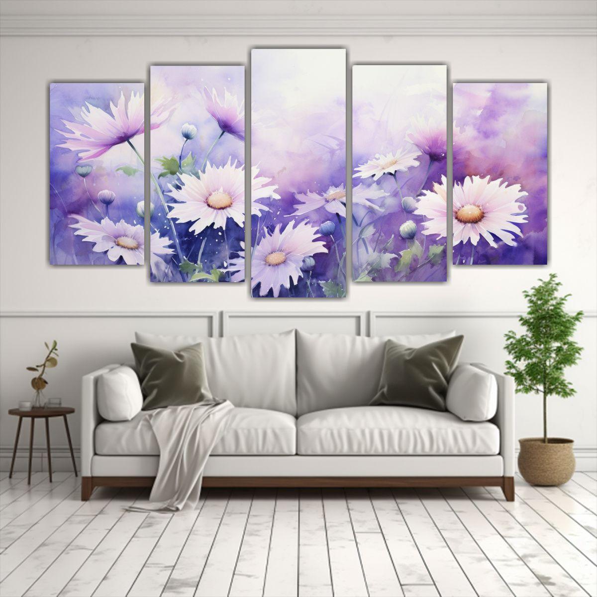 Pintura Acuarela Abstracta Daisies Colores 150x75 Cm-2