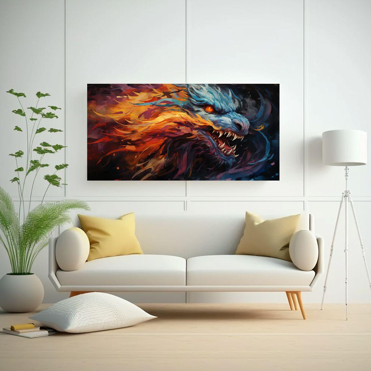 Pinturas De Decoración Con Motivo De Dragón En C 80x40cm-2