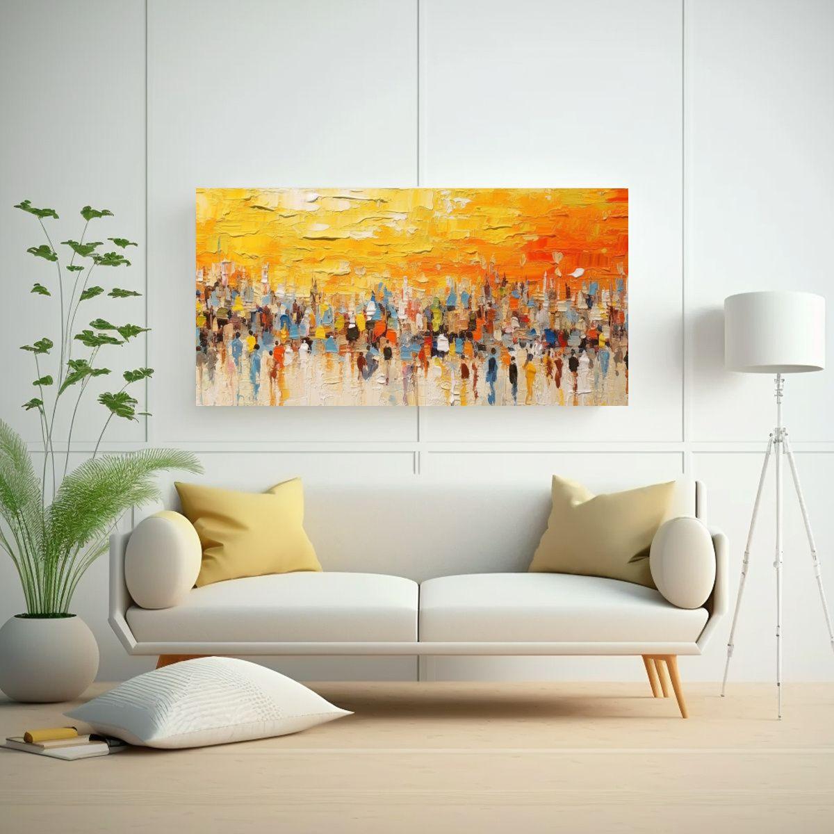 Cuadro Abstracto Relieve Movimiento Playa Verano 140x70 Cm-2