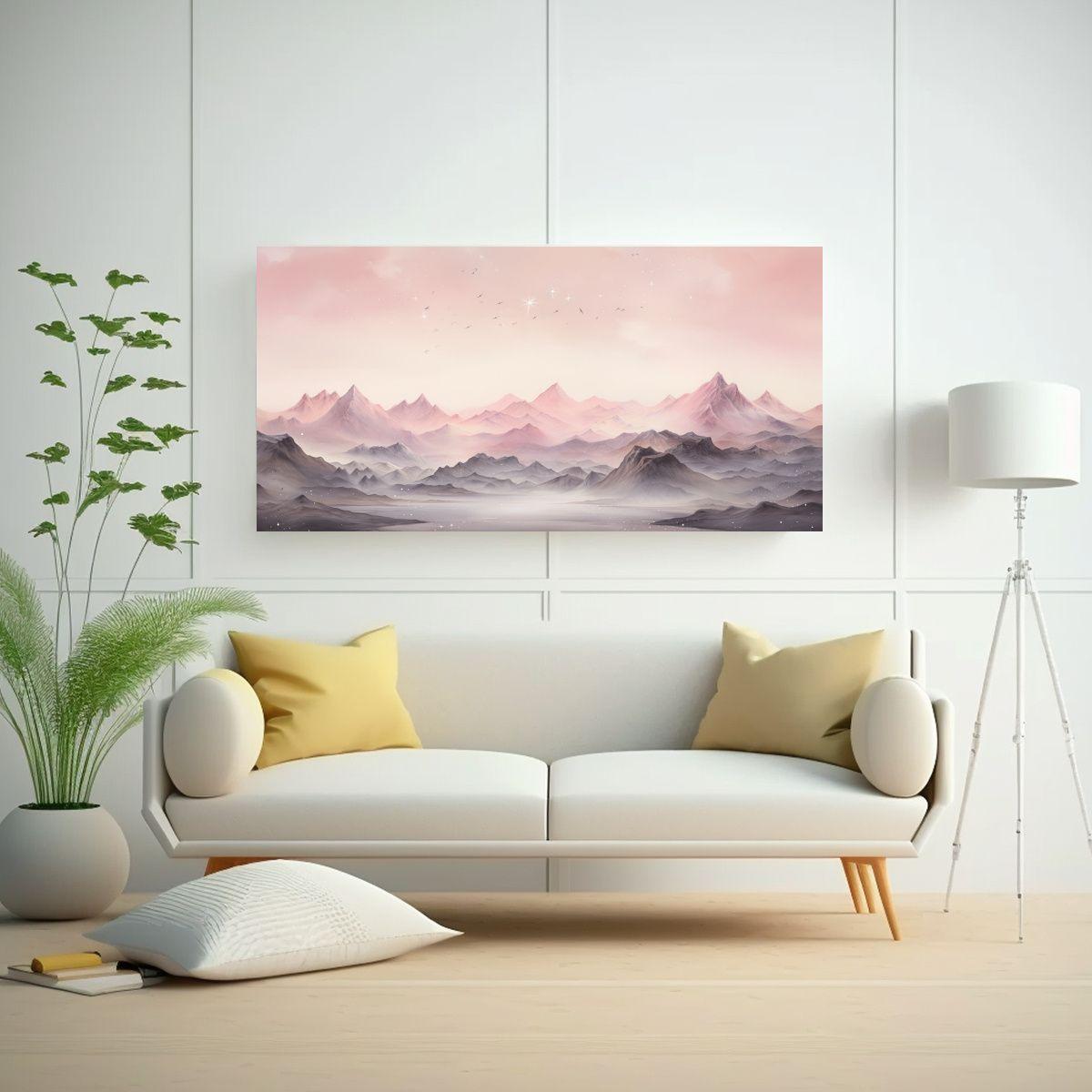 Cuadro Tela Paisaje Montaña Elegante Estilo 160x80cm-2