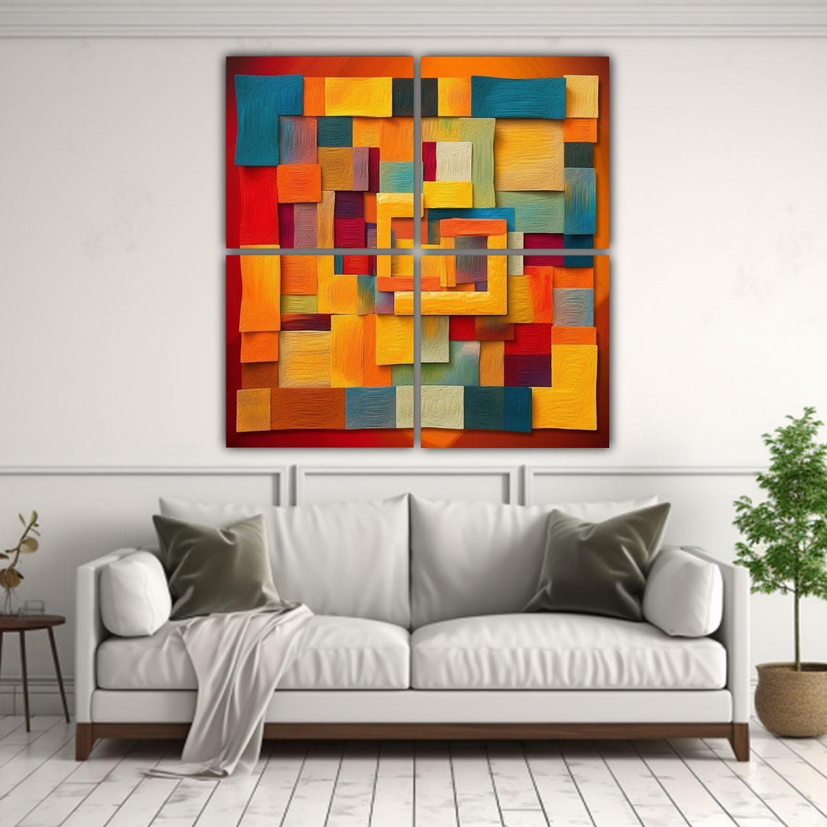 Cuadros Modernos Baño Con Colores Vivos De 60x60 Cm-2
