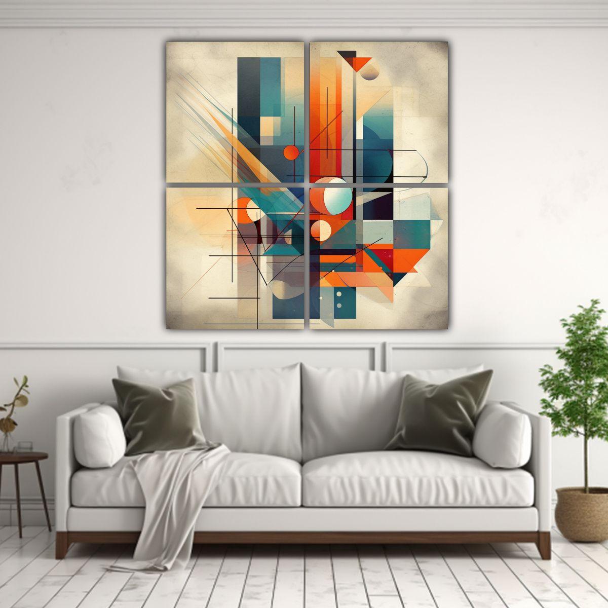Cuatro Pinturas Decorativas De Arte Conceptual 100x100 Cm-2