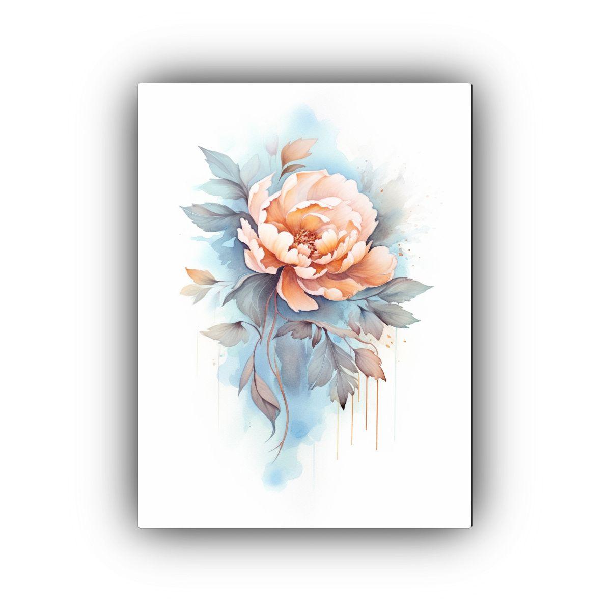 Pintura Decorativa Perspectiva Acuarela Peonías 40x60cm-0