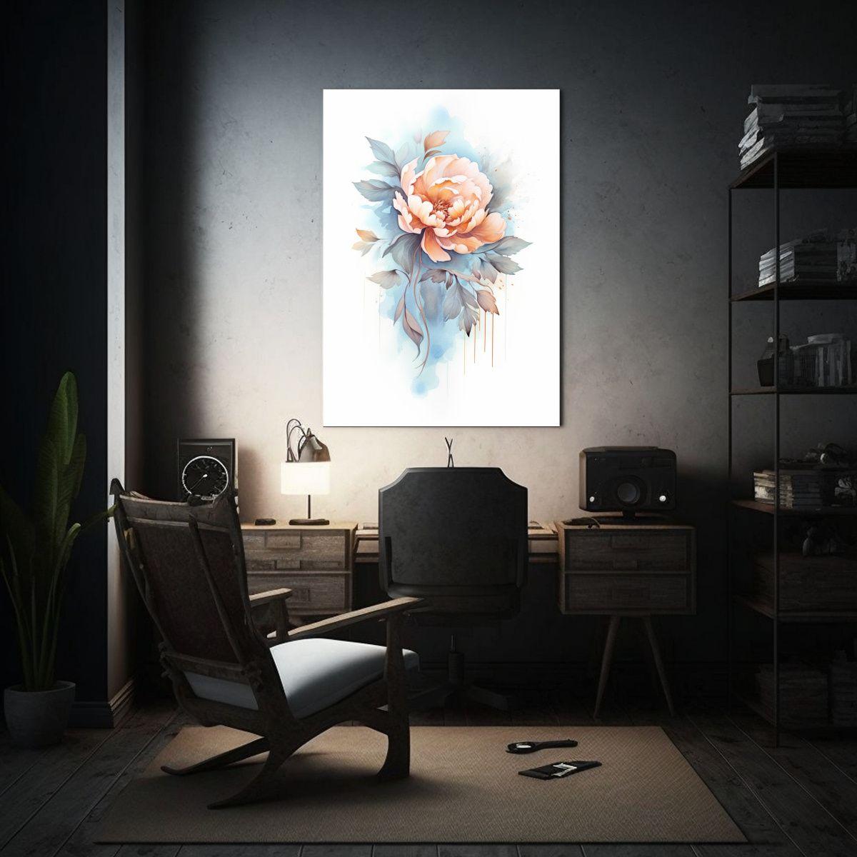 Pintura Decorativa Perspectiva Acuarela Peonías 40x60cm-2
