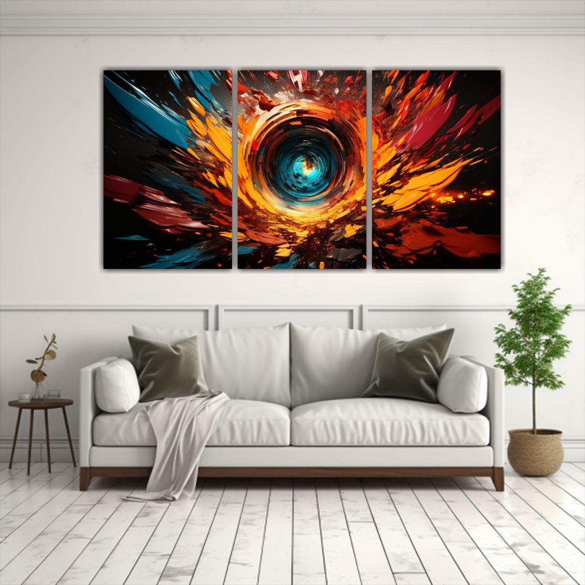 Pintura De Tres Lienzos Con Diseño Detalles 120x60 Cm-2