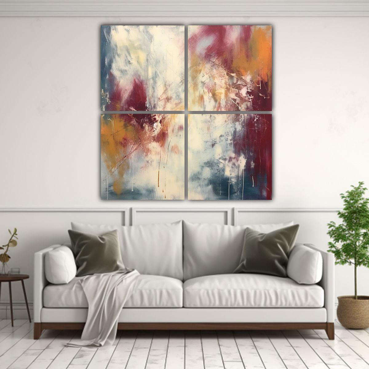 Cuatro Canvas Impreso Escenario Arte Abstracto 200x200 Cm-2