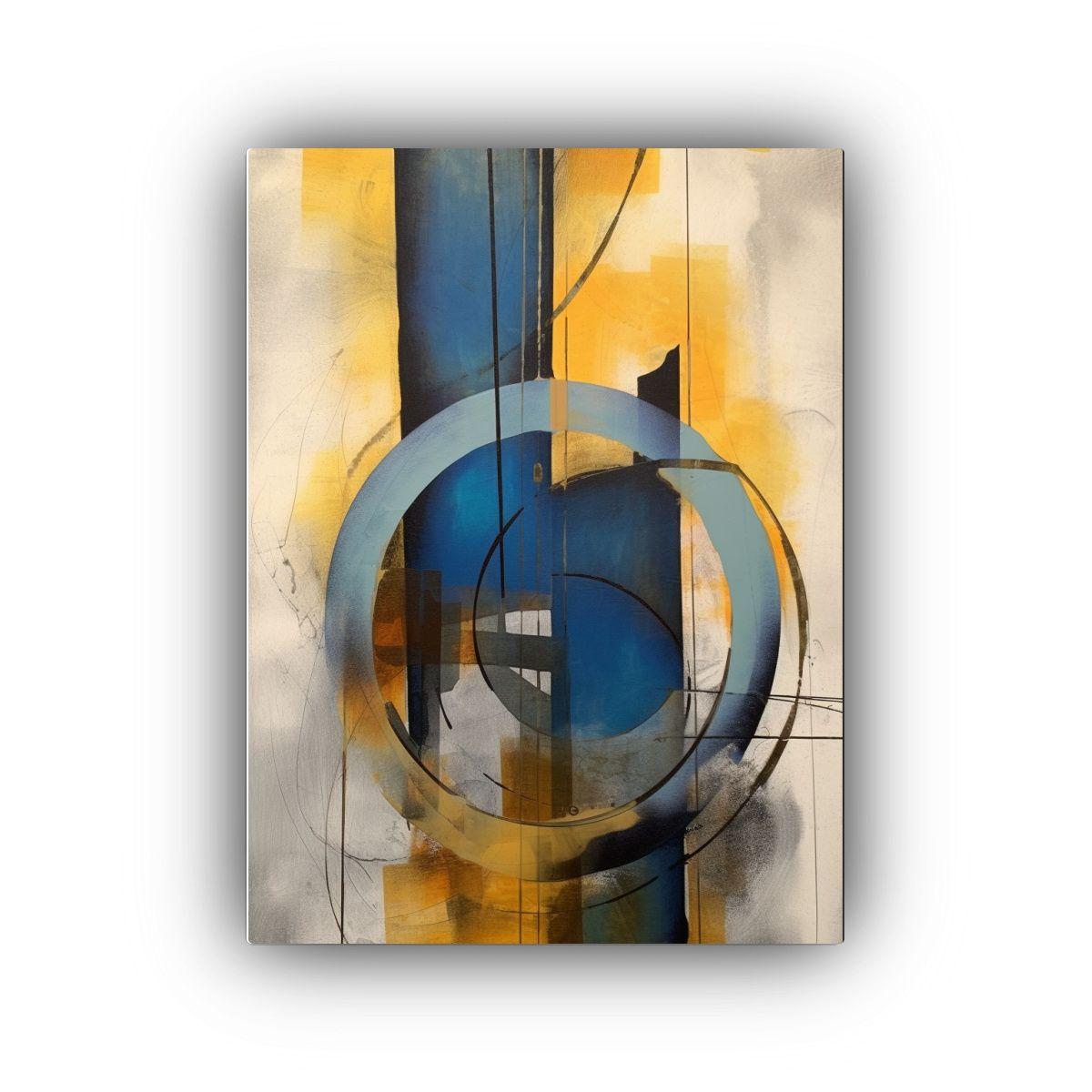 Lienzo Abstracto Perspectiva En Azul Oscuro Y Dorado 60x90cm-0