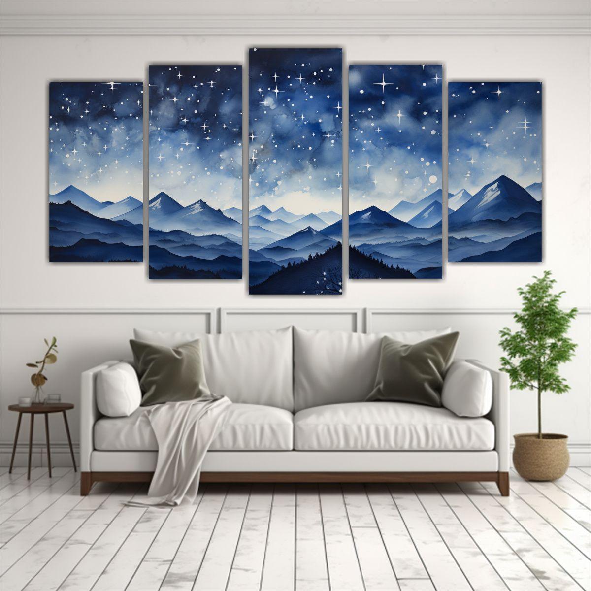 Cuadros Finas Líneas Unica Paisaje De Montaña 200x100 Cm-2