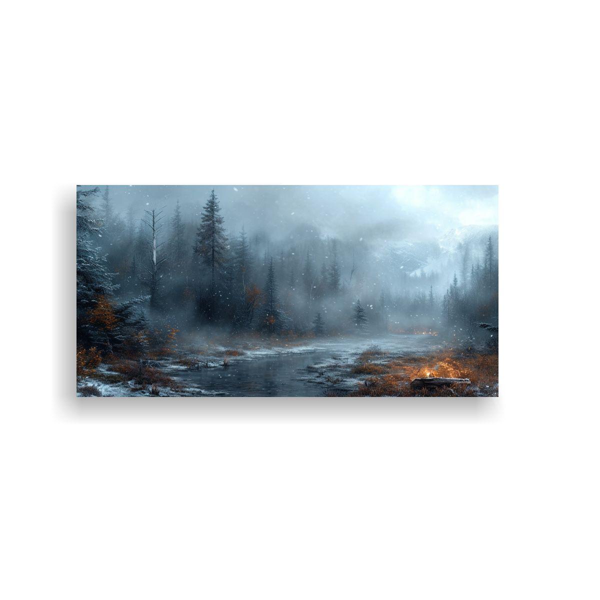 Inspirador Arte Temática Bosque Invernal Oscuro 40x20cm-0