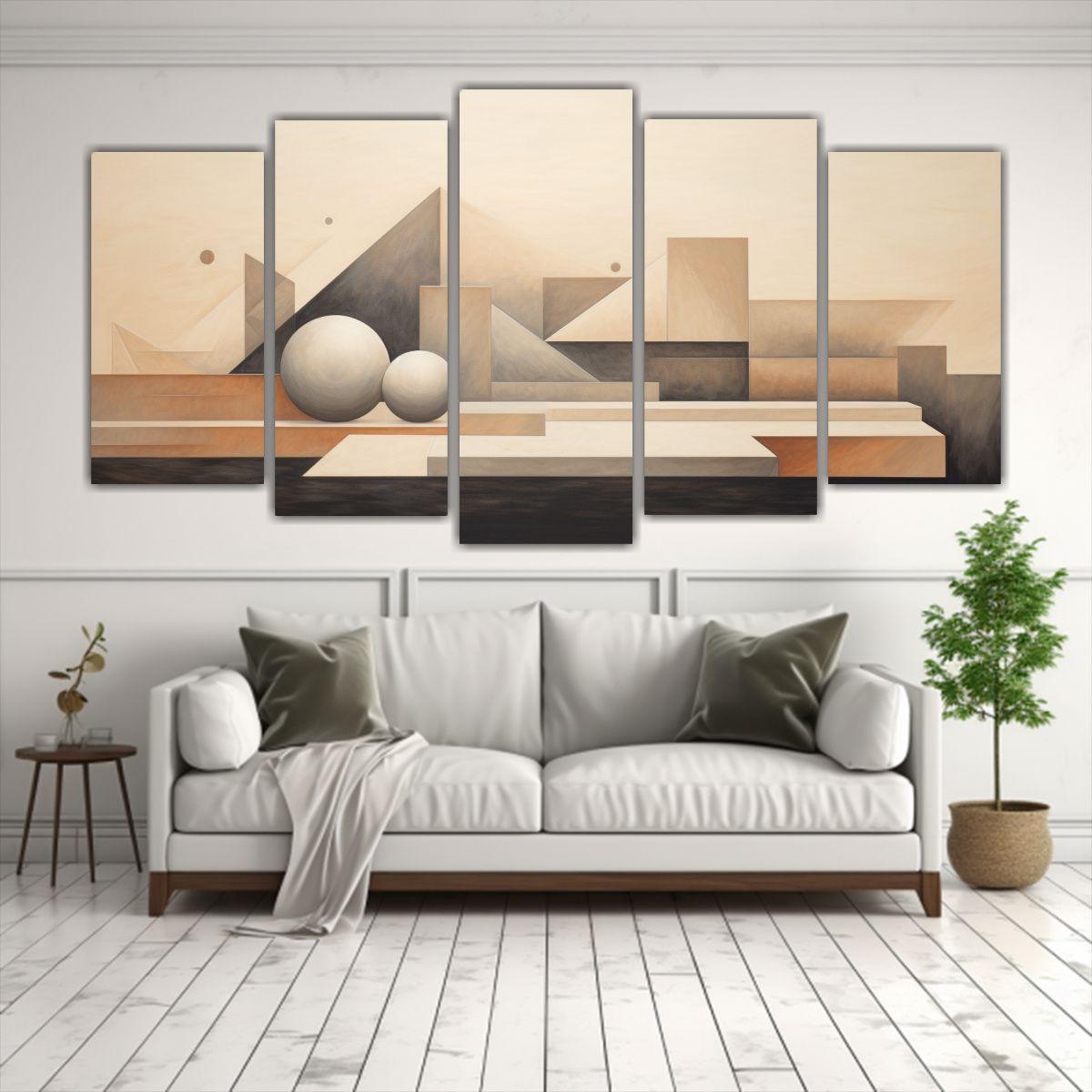 Pinturas Abstractas Geométricas En Tonos 200x100 Cm-2