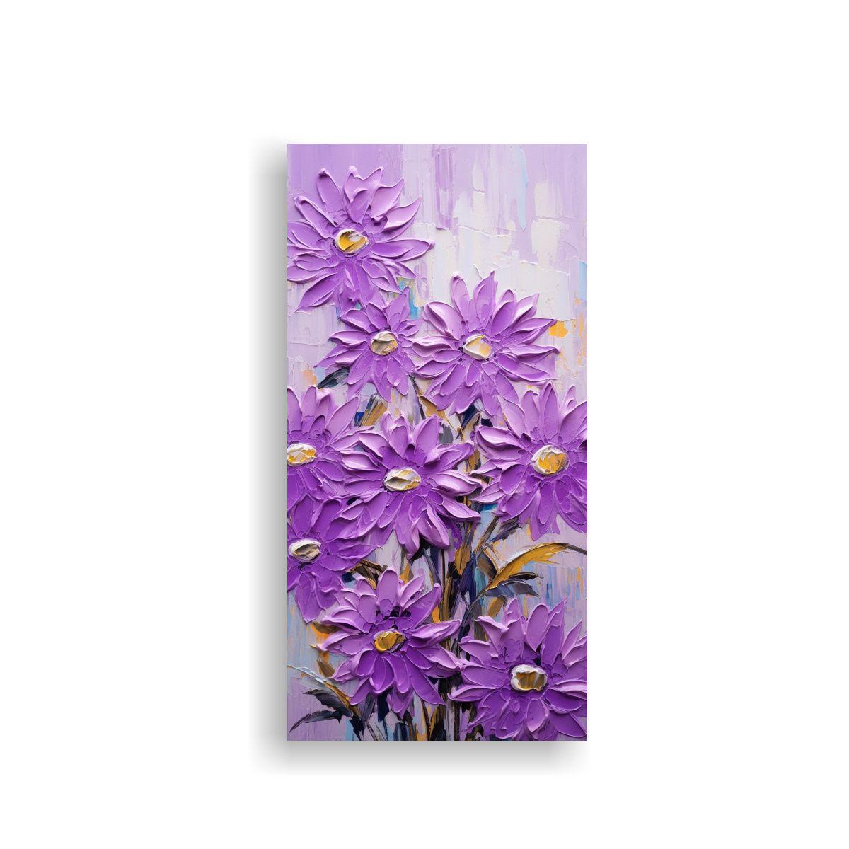 Cuadro Calidos Con Girasoles Púrpuras En Lienzo, 20x40cm-0