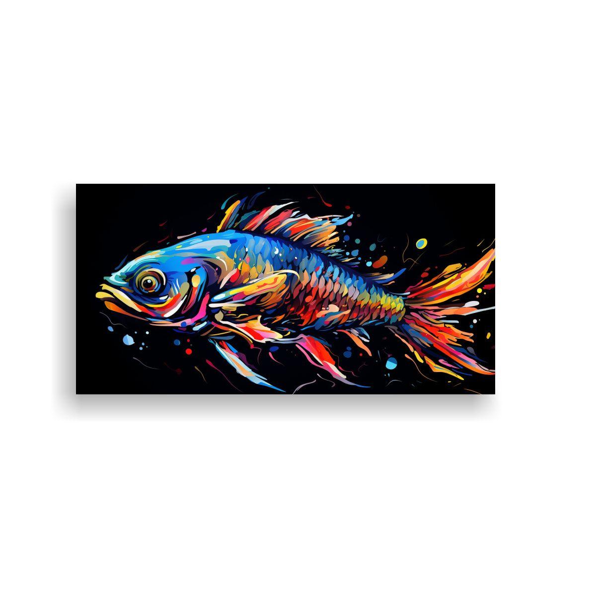 Pintura Moderna De Dragon Fish En Colores Vibrante 60x30cm-0