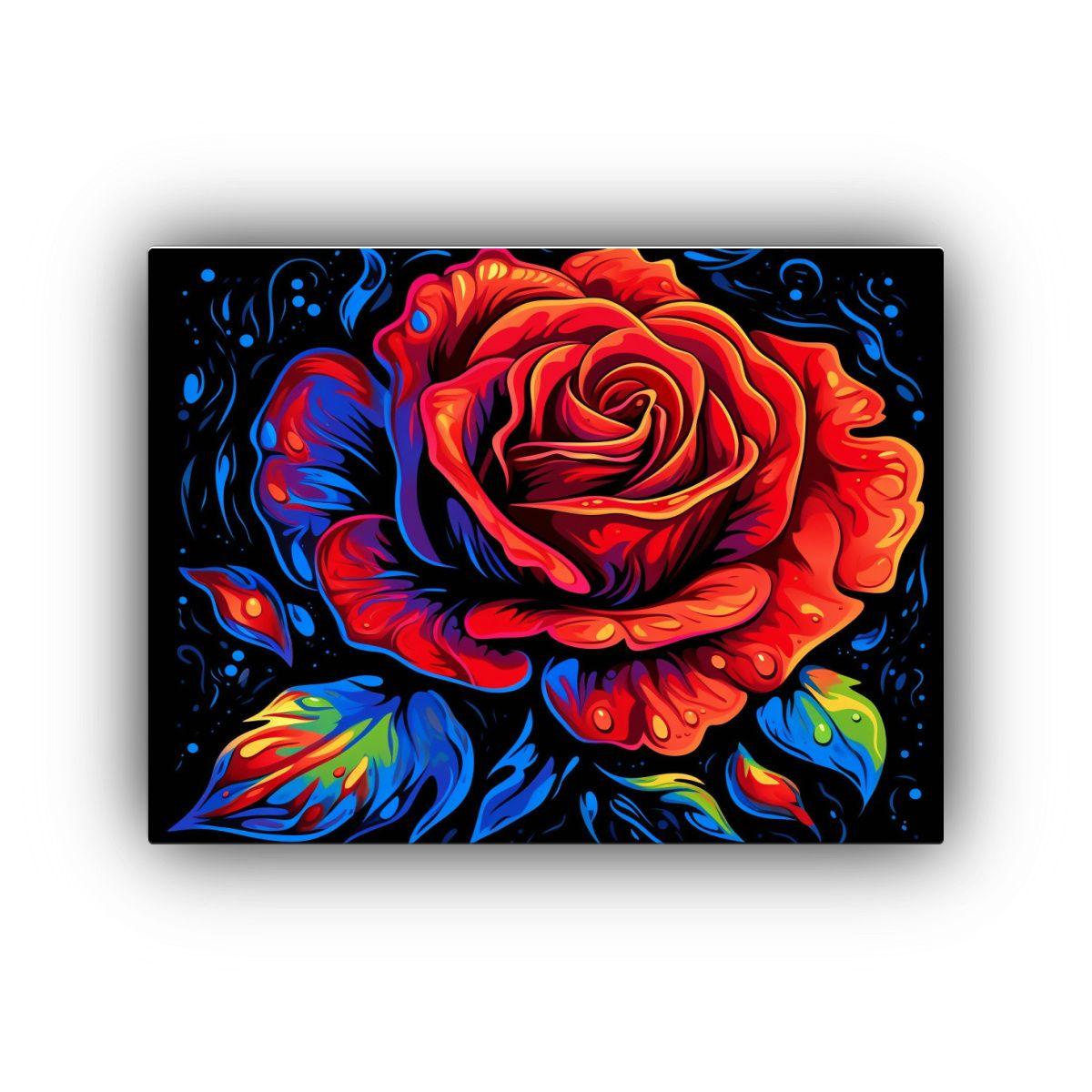 Pintura De Pared Estilo Psicodélico Rosa Roja Enigmática S 40x30cm-0