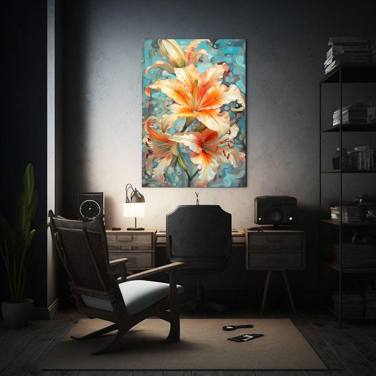 Pintura Abstracta En Bastidor Lirio Colorido Con 80x120cm-2