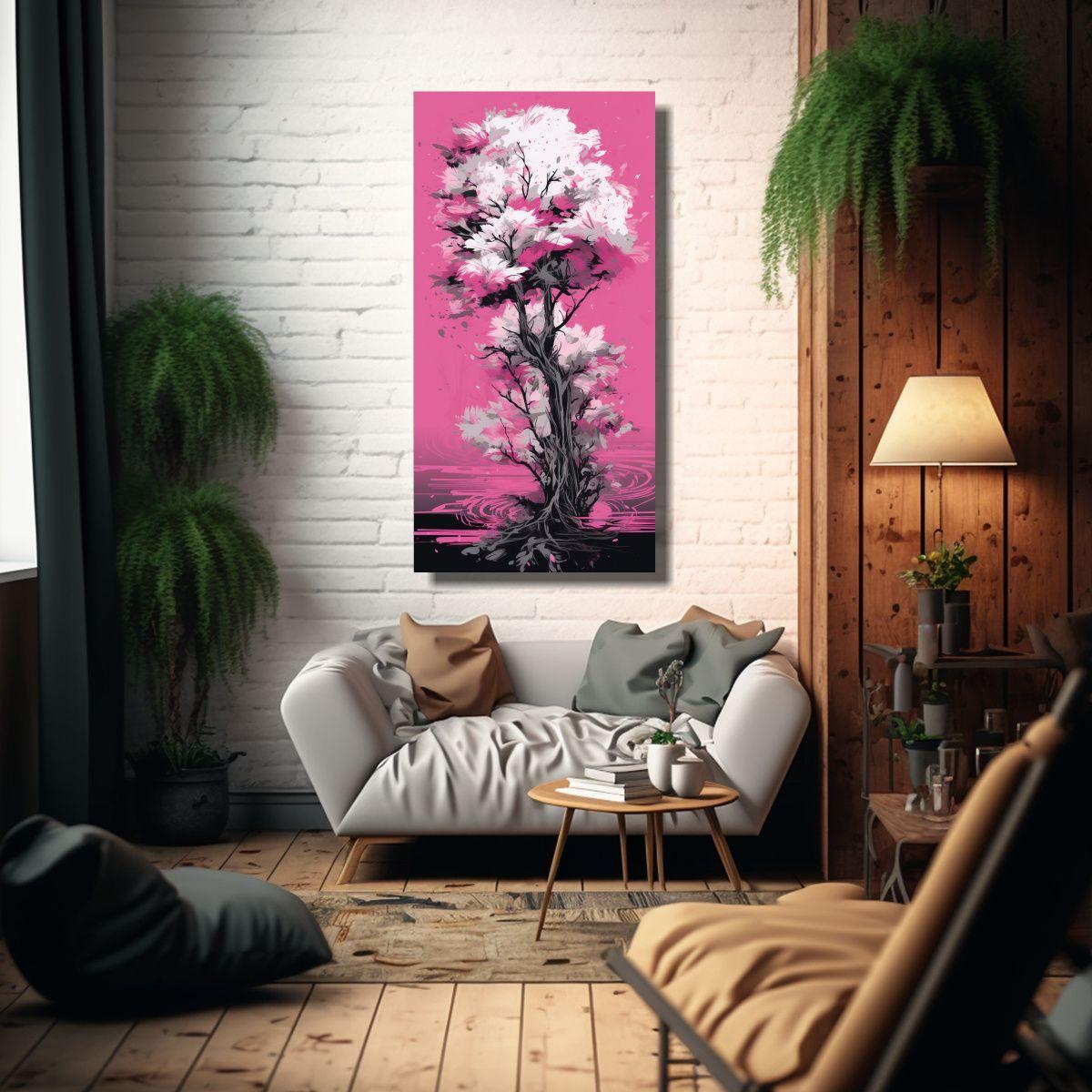 Cuadro De Lienzo Elegante Con Árbol De Ciprés 50x100cm-2