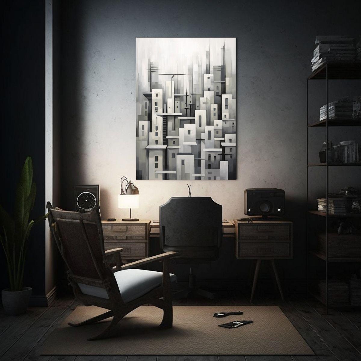 Cuadro Decorativo Minimalista De Una Ciudad En Lienzo 40x60cm-2