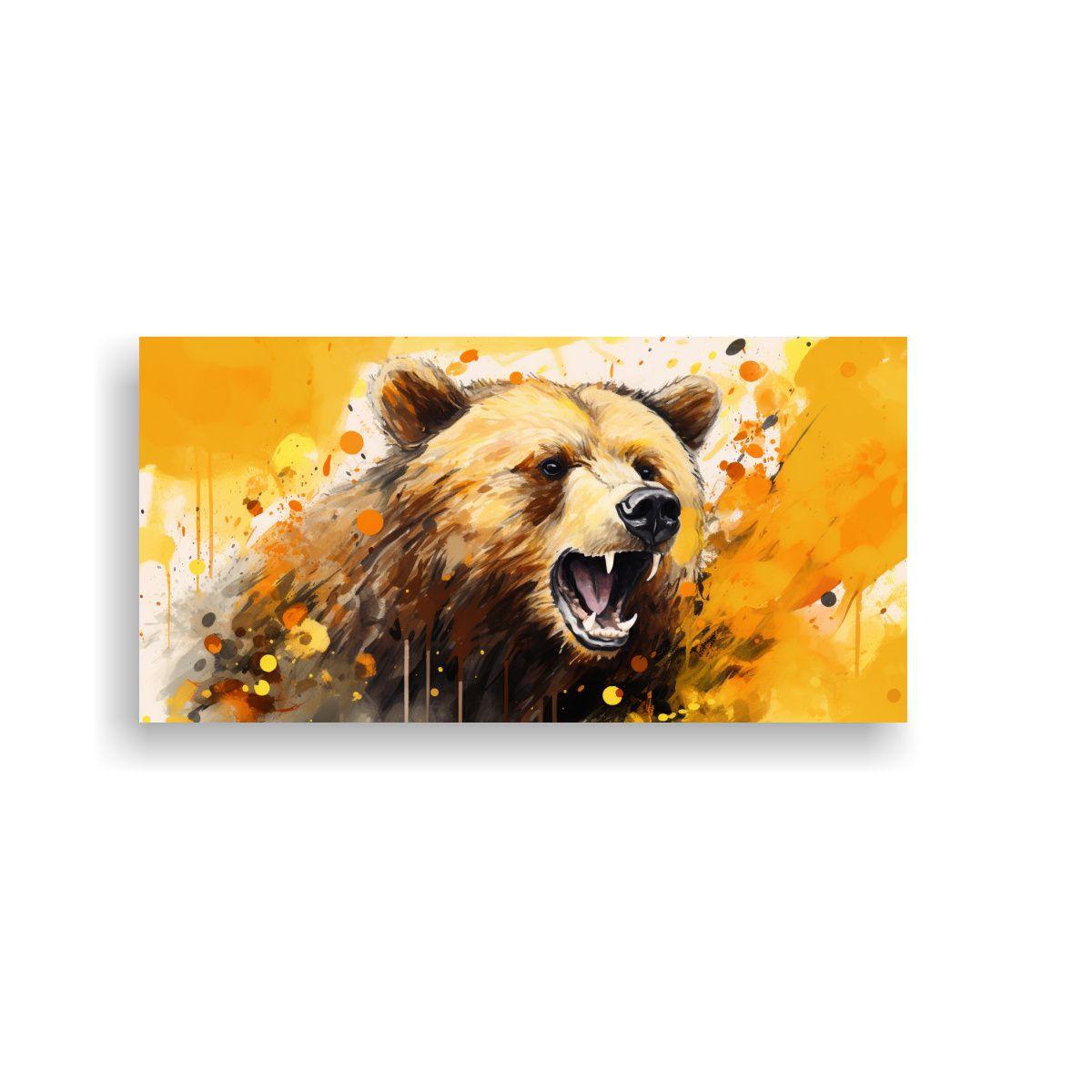 Pintura Decorativa De Un Oso Grizzly En Colores 80x40cm-0