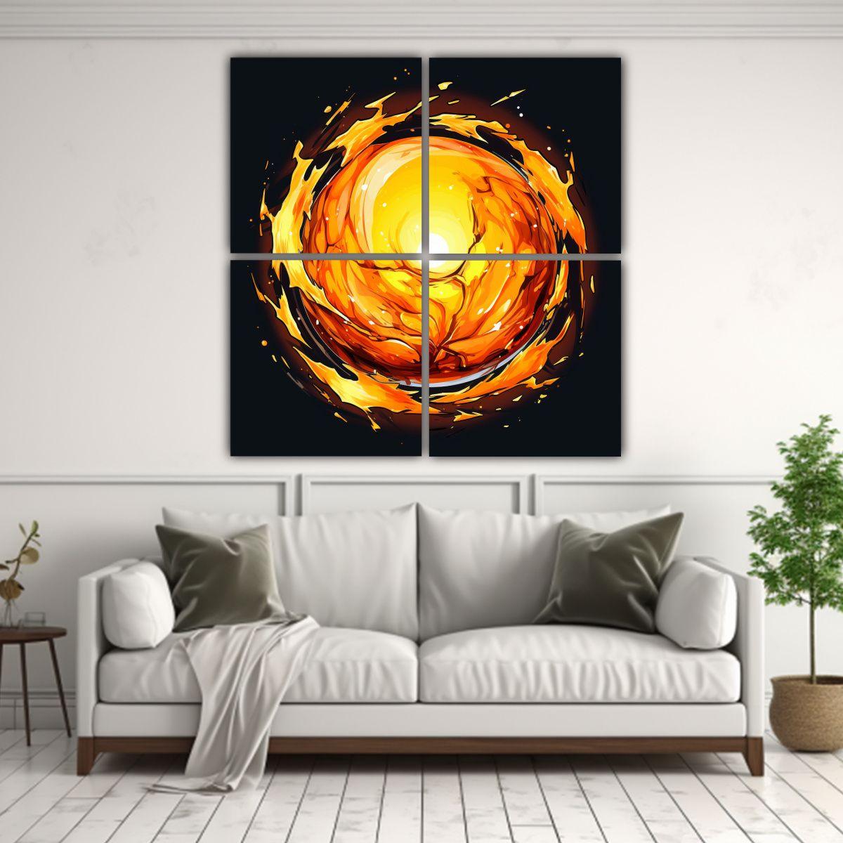 Cuatro Artes De Pared Tonos Formación Digs Bola 140x140 Cm-2