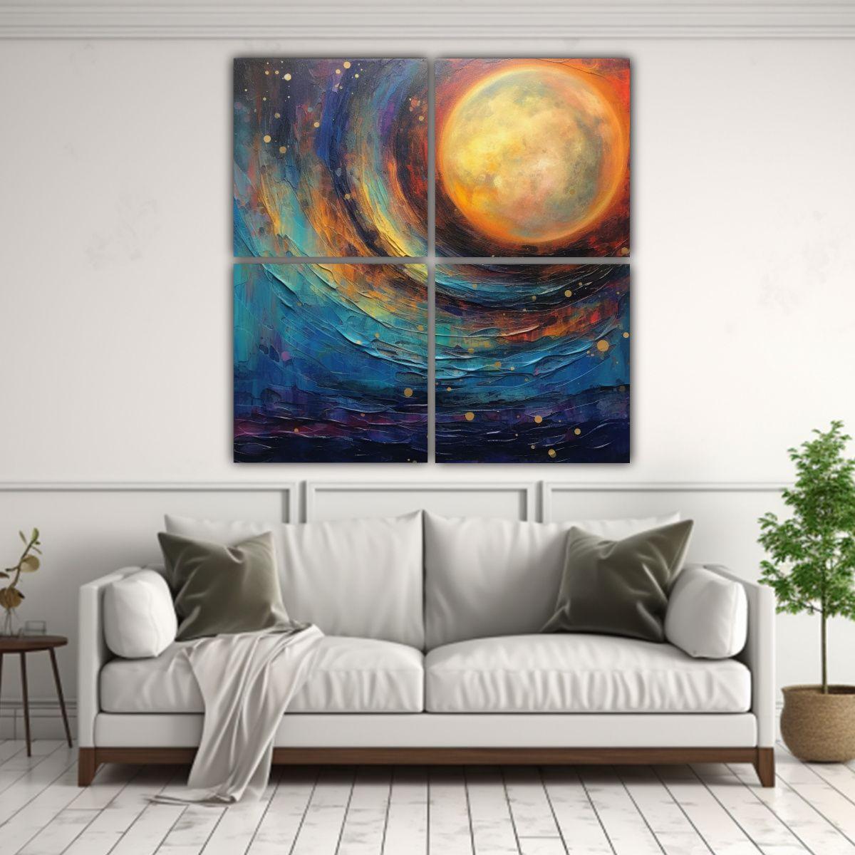 Cuadro Abstracto De Pared Luna Moderna 120x120 Cm-2