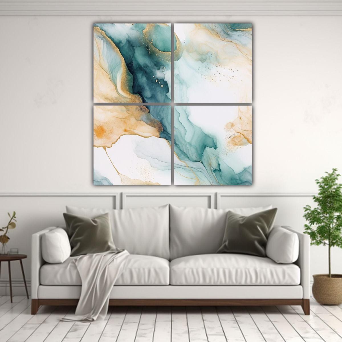 Cuatro Telas En Bastidor Alta Calidad Estilo 120x120 Cm-2