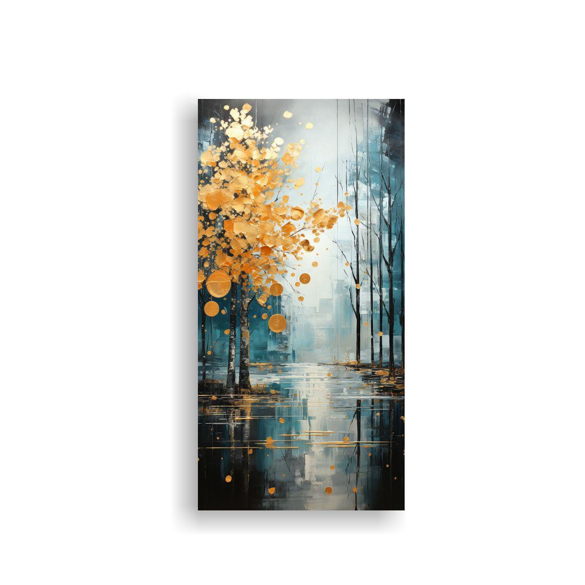 Cuadro Movimiento Brillante árboles En Plata Y 60x120 Cm-0