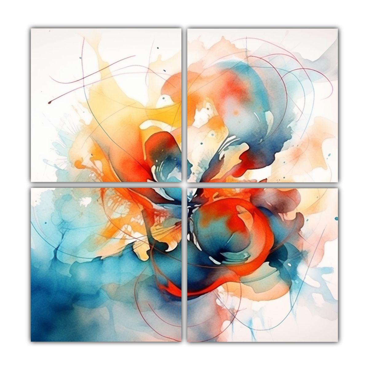 Cuadros Abstracción Mural Estilo Acuarela 180x180 Cm-0