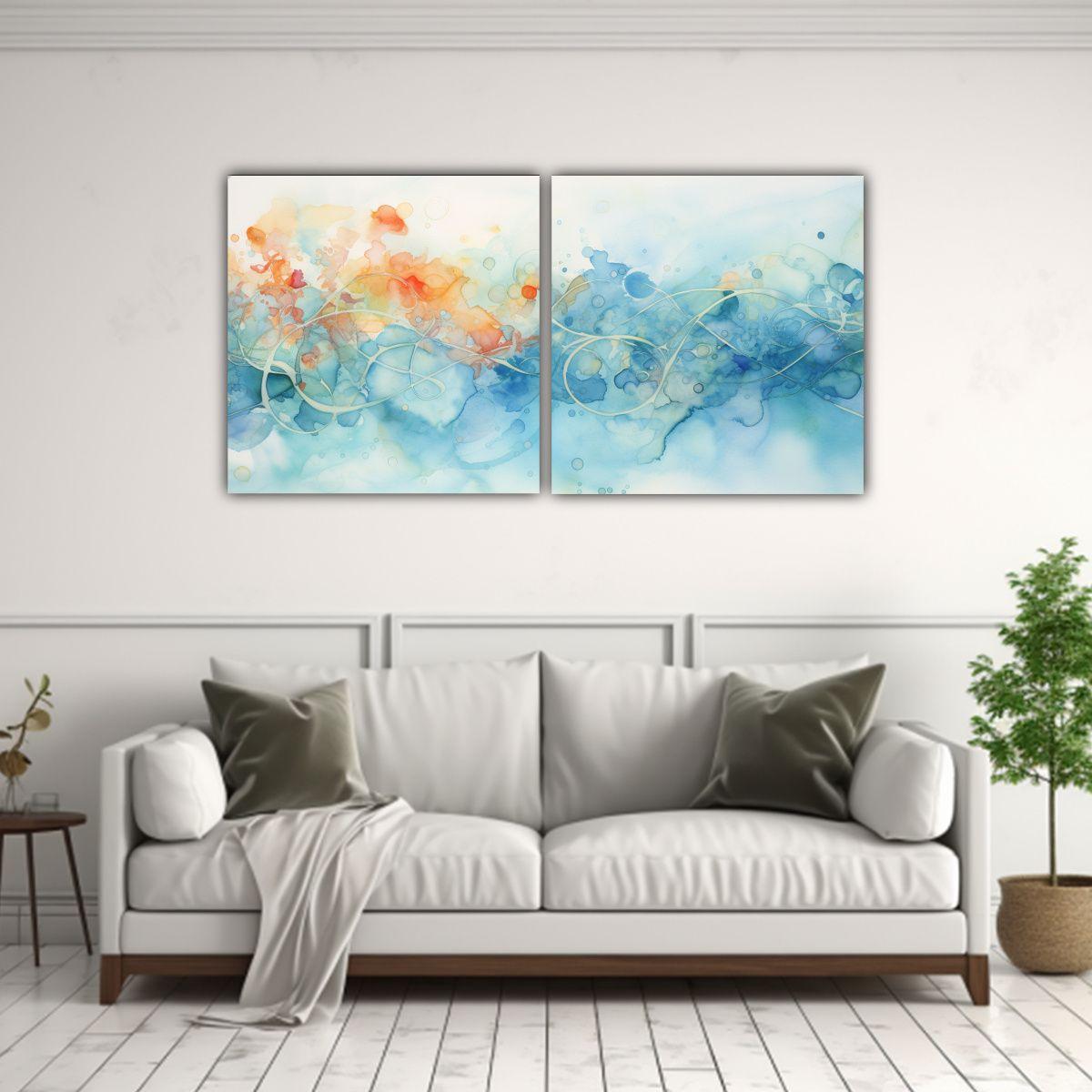 Cuadros Abstractos Con Patrones Giratorios Suaves 40x20 Cm-2