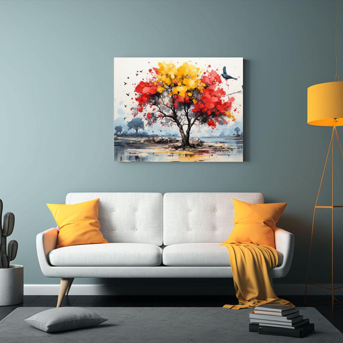 Cuadro Abstracto De Limonero En Colores Rojo Y Negro 120x80cm-2