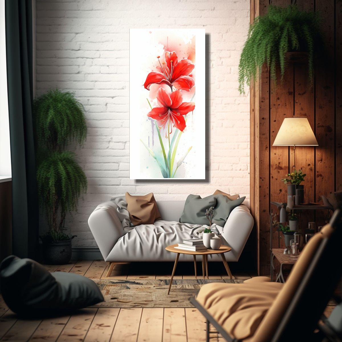 Pintura Decorativa Alegre De Amaryllis En 70x140cm-2