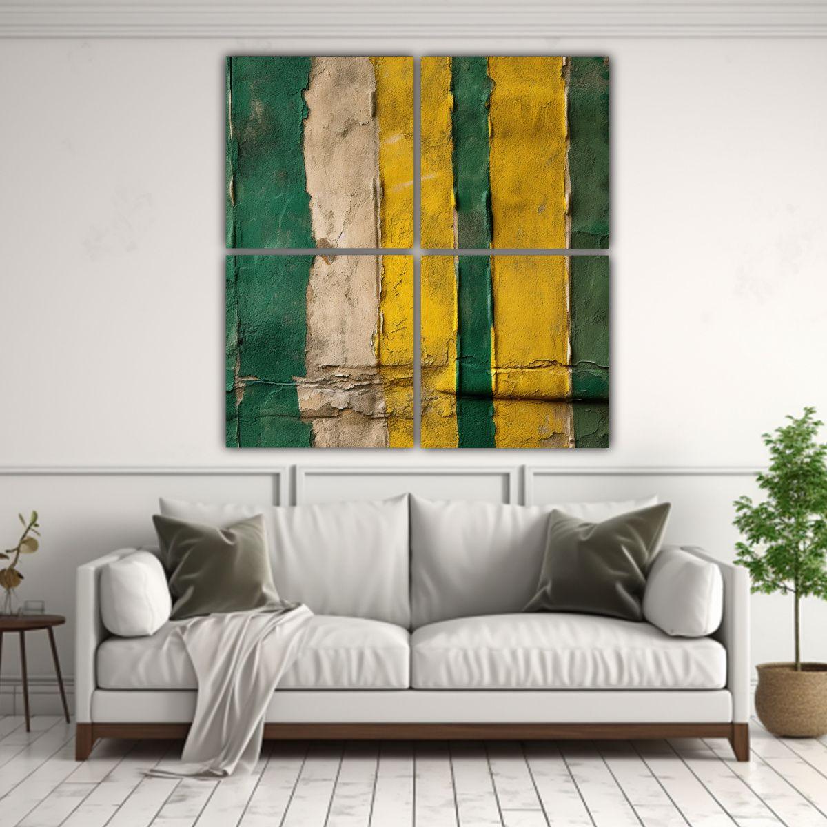 Cuatro Telas En Bastidor Con Patrón De Rayas 100x100 Cm-2
